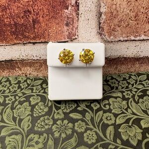Yellow Moissanite Earrings 4 Carat (8MM) Studs NEW STUNNING 925 Sterling Silver
